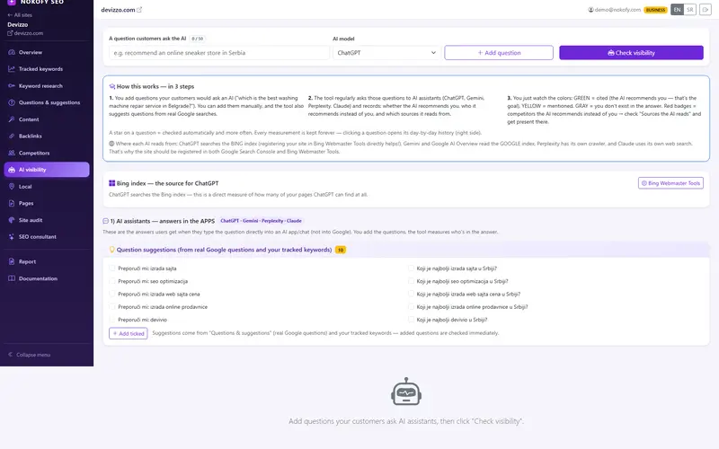 Screenshot: AI visibility