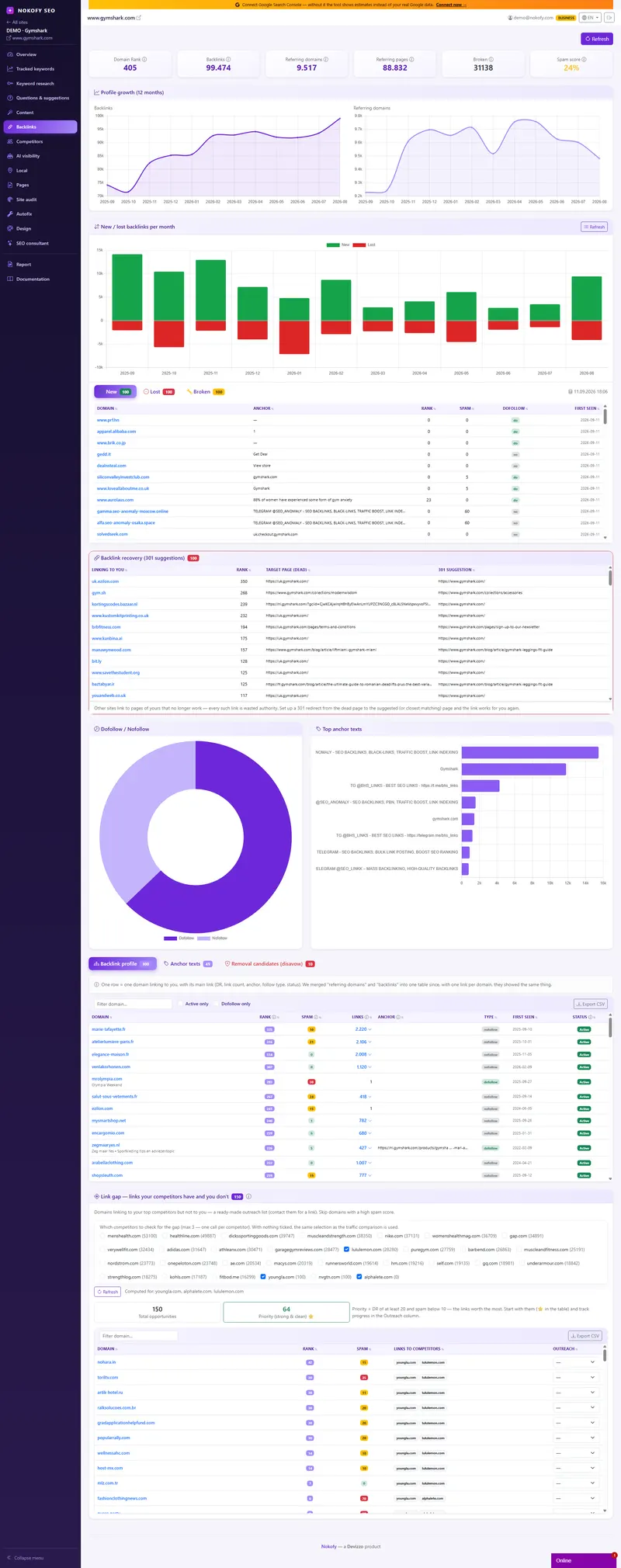 Screenshot: Backlinks