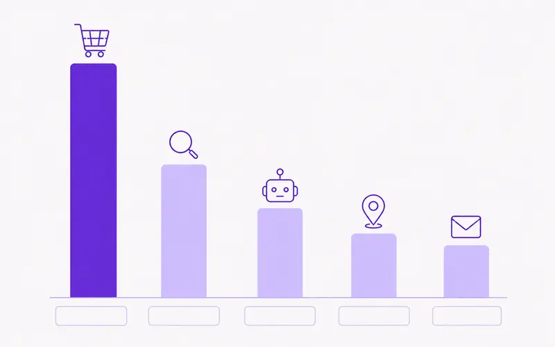 Poređenje veličine checklisti — e-commerce checklista je višestruko veća od ostalih