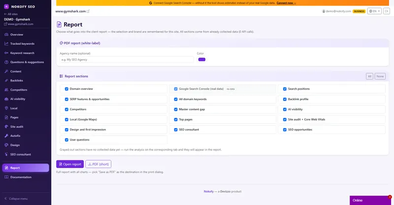 Screenshot: Reports