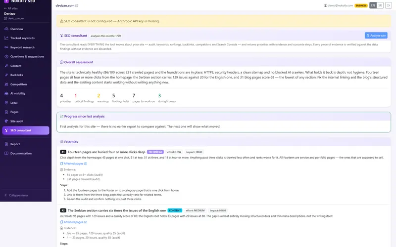 Screenshot: SEO consultant