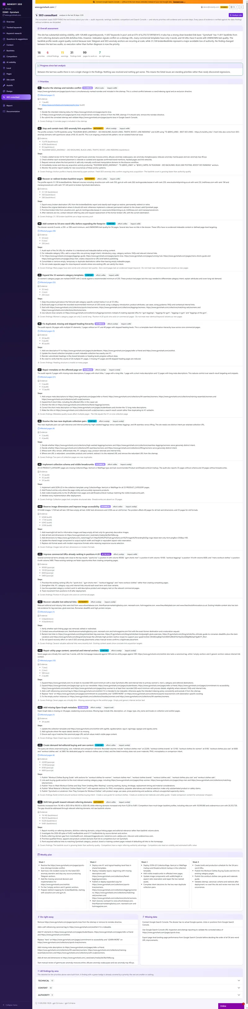 Prikaz ekrana: SEO konsultant